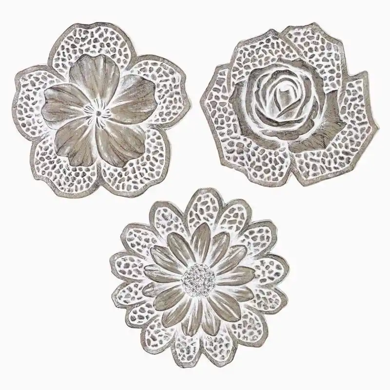 Exhart Cream & Gray Cement Flower Stepping Stone – 0.8‑Inch Height