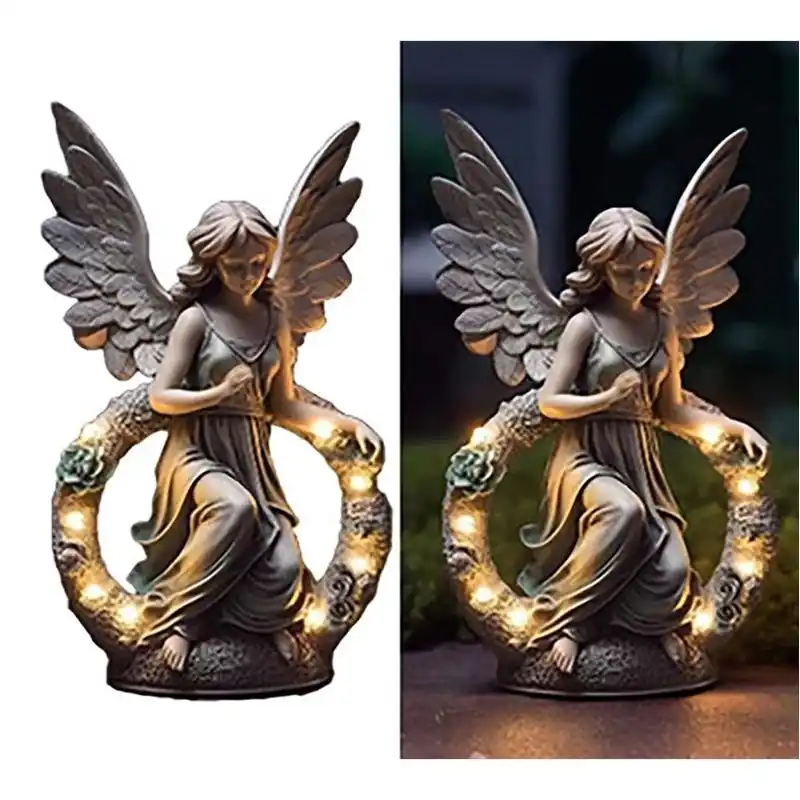 Alpine 14‑Inch Multi‑Color Polyresin Garden Statuette – Solar Powered Outdoor Décor