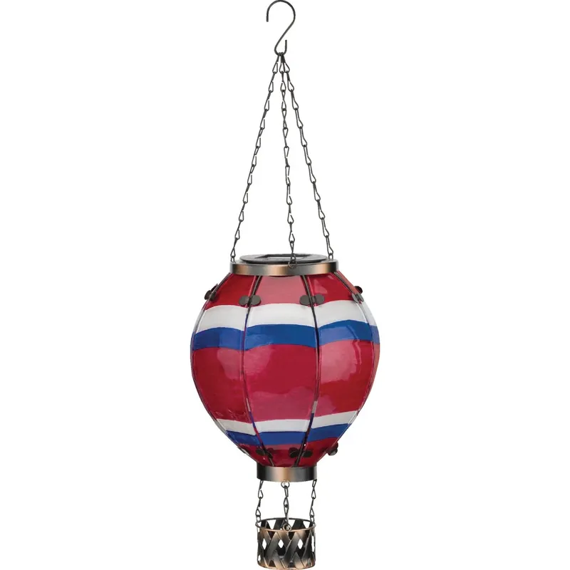 23.5" Large Striped Hot Air Balloon Solar Lantern