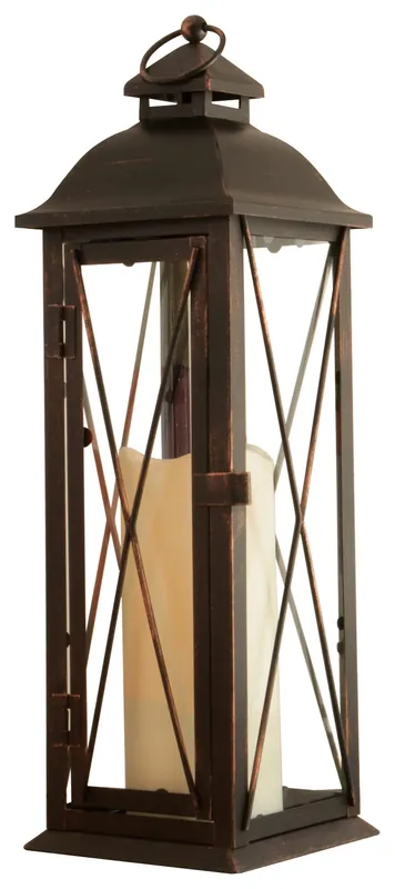 16 In. Siena Bronze Led Candle Lantern With Timer