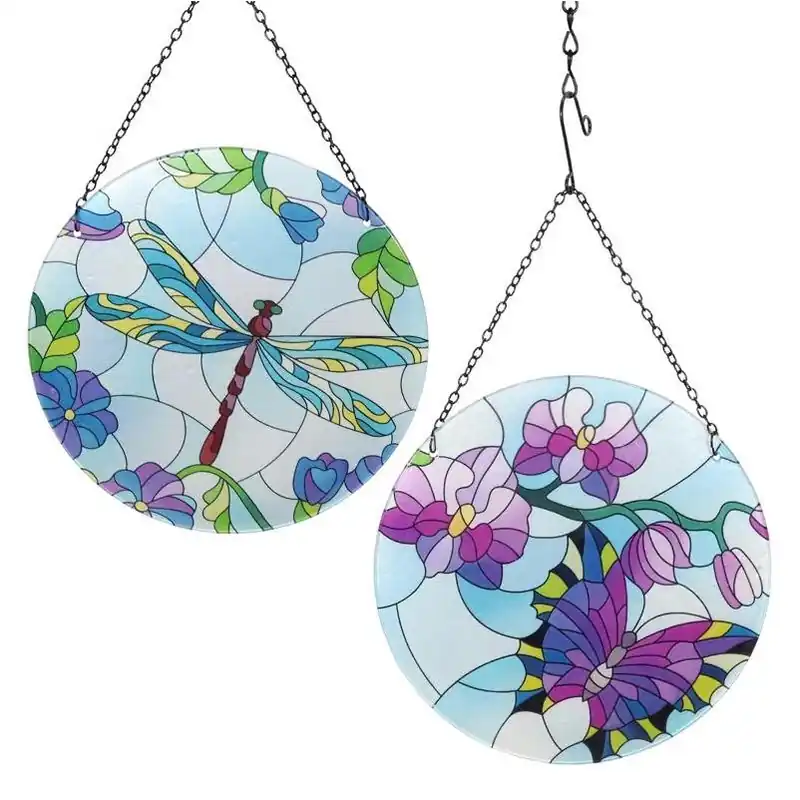 Exhart 16‑Inch Solar Dragonfly & Butterfly Garden Light – Glass & Metal Outdoor Décor