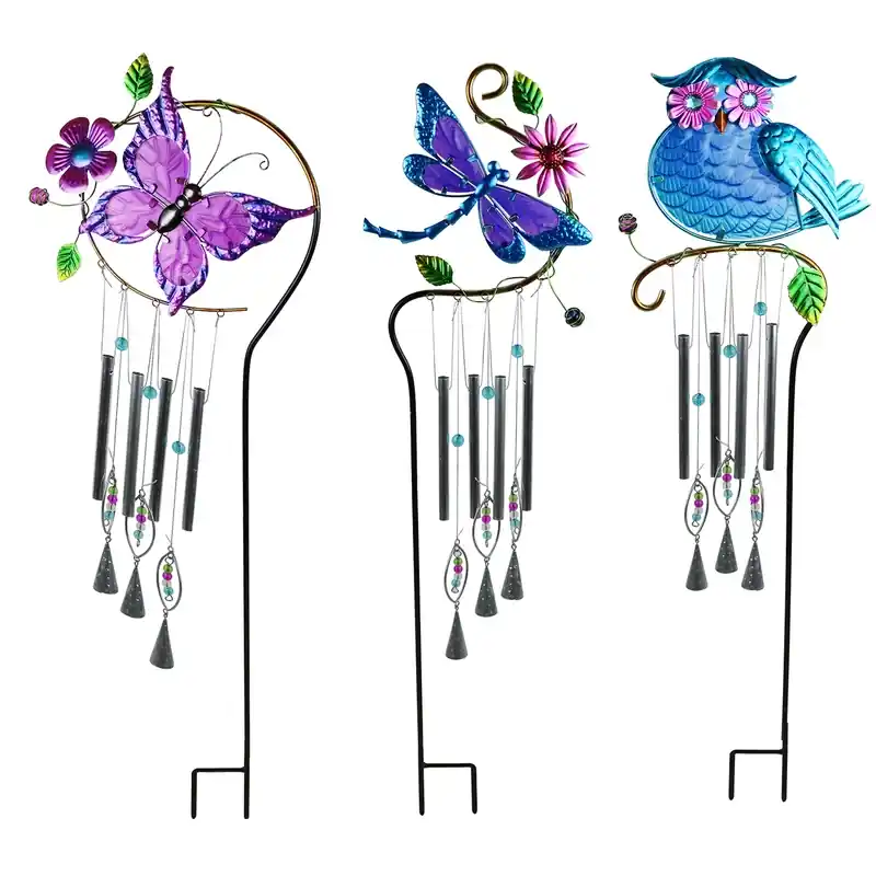 Assorted Glass/metal 28 In. H Windchime Outdoor Garden Stake