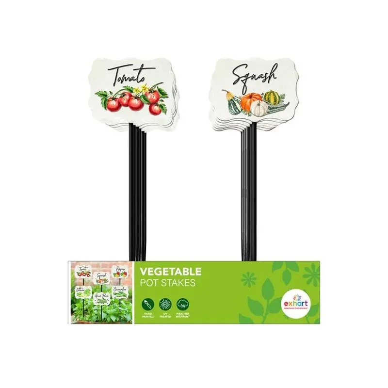 Exhart 8‑Inch Metal Vegetable Pot Stake – Assorted Colors