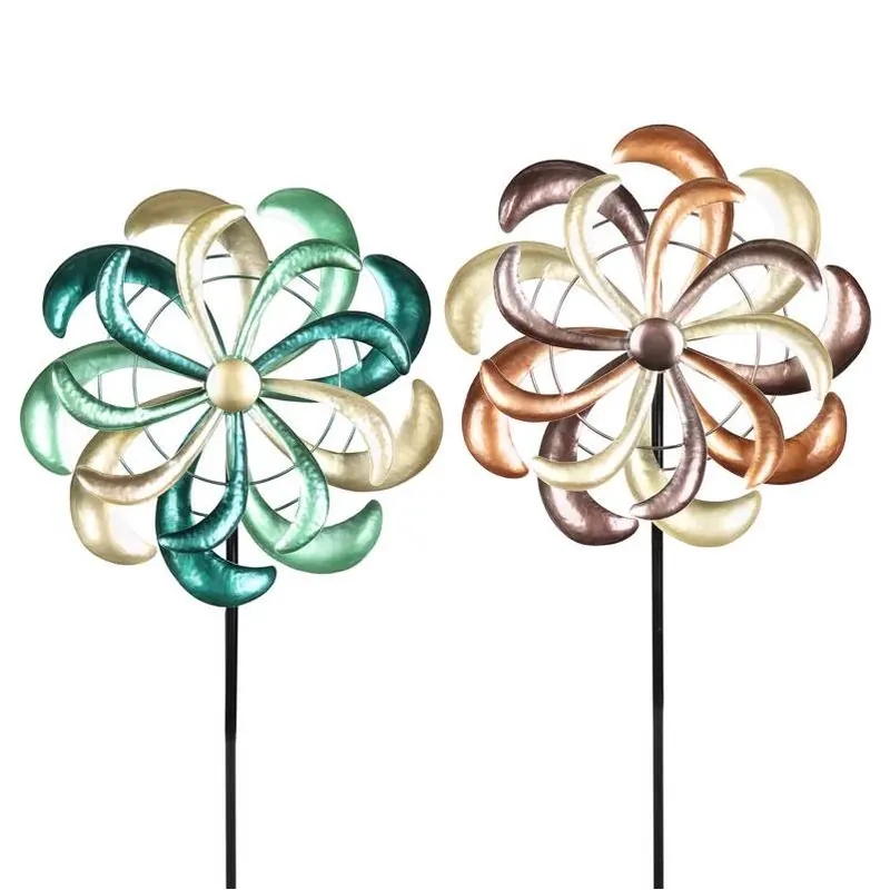 Exhart 12‑Inch Assorted Metal Pinwheel Garden Stake