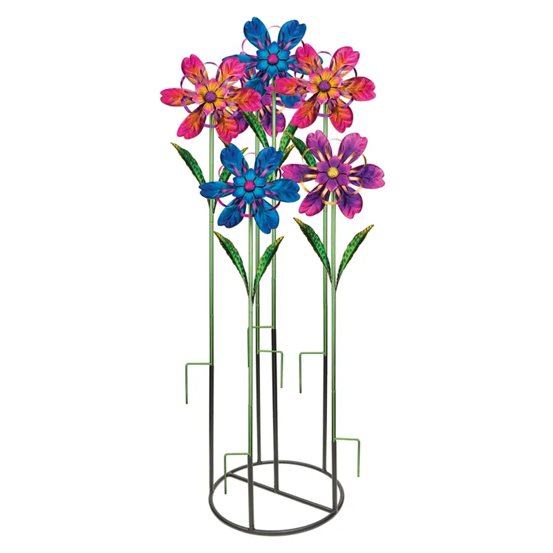 Assorted Metal 36 In. H Flower Ribbon Garden Stake Spinner