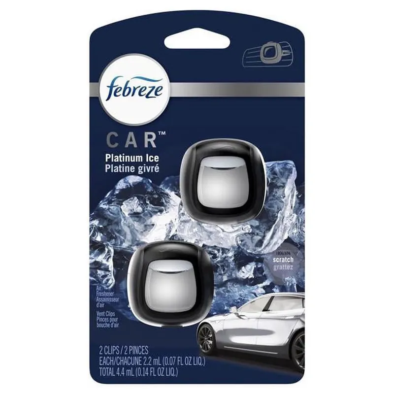 Febreze Car Platinum Ice Scent Vent Clip 0.07 Oz Liquid 2 Pk