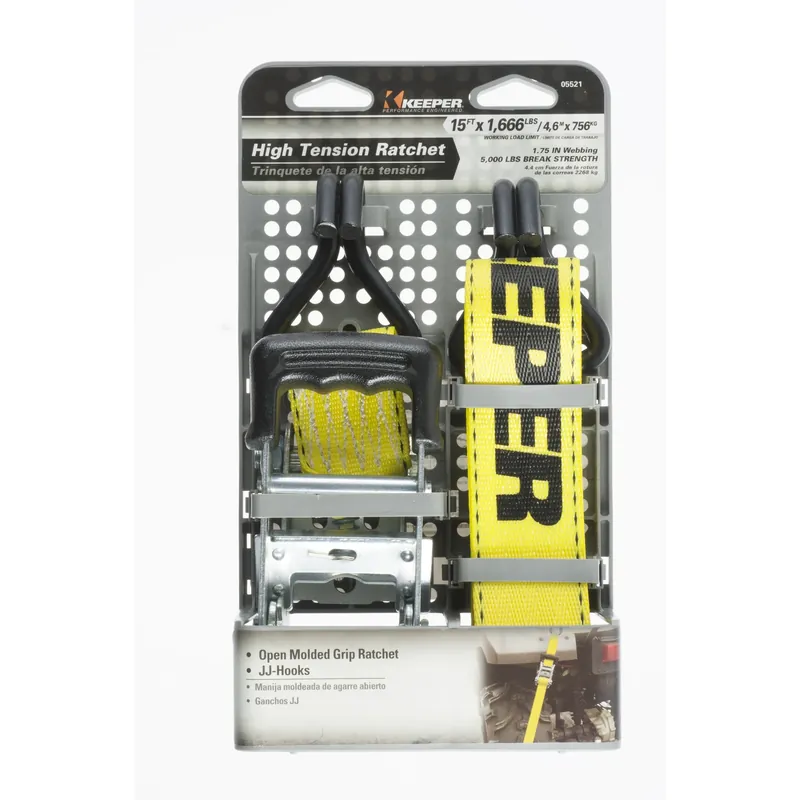 Keeper 1.75 In. W X 15 Ft. L Yellow Ratchet Tie Down Strap 1666 Lb 1 Pk