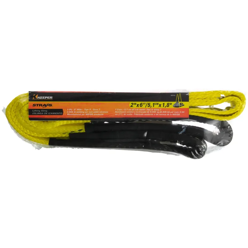 Keeper 2 In. W X 6 Ft. L Black/Yellow Lifting Sling 6200 Lb 1 Pk