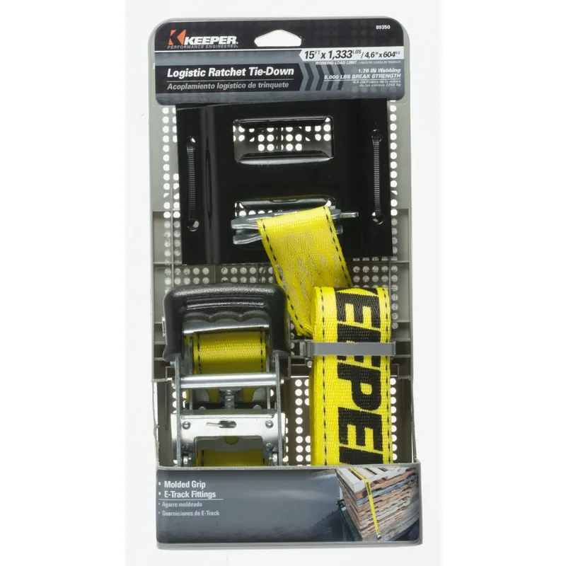 Keeper 1.75 In. W X 15 Ft. L Black/Yellow Ratchet Tie Down Strap 1333 Lb 1 Pk