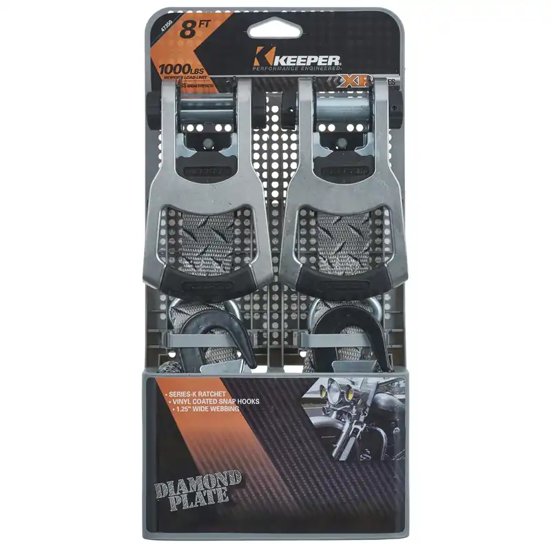 Keeper 1.25 In. W X 8 Ft. L Gray Tie Down W/Ratchet 1000 Lb 2 Pk