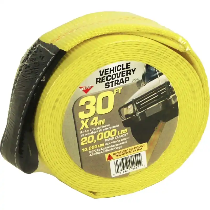 Keeper 4 In. W X 30 Ft. L Yellow Vehicle Recovery Strap 10000 Lb 1 Pk