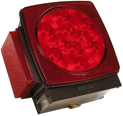 C7483rtm Red Square Led Trailer Light - 12 Volts, Submersible, Left Side