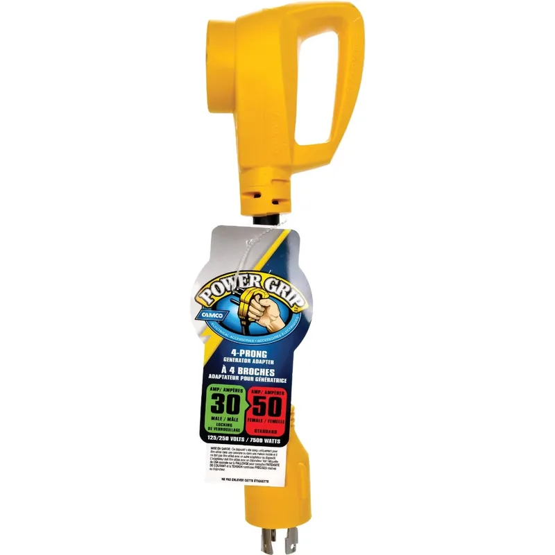 Camco 12 In. 50 Amps Power Grip Generator Adapter 1 Pk