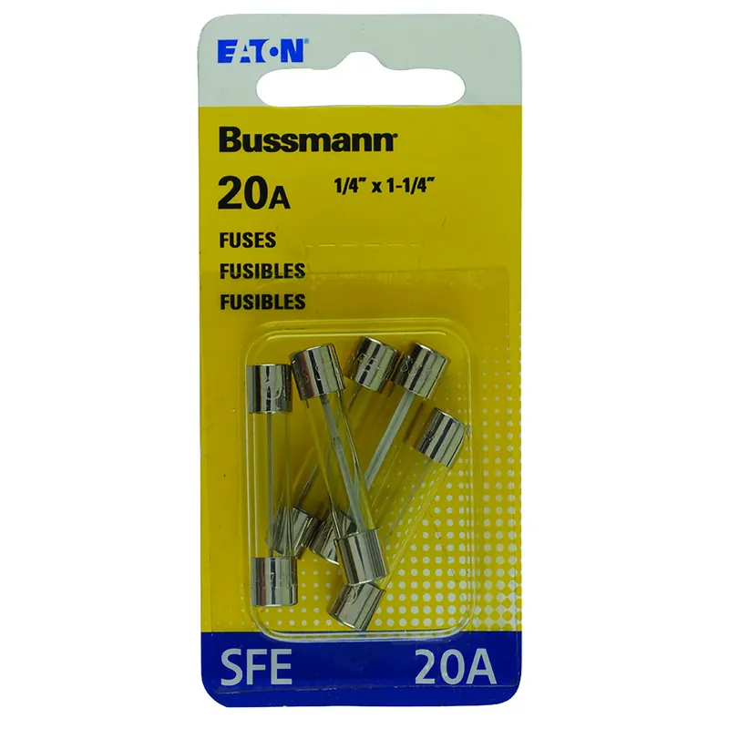 Bussmann 20 Amps SFE Clear Glass Tube Fuse 5 Pk