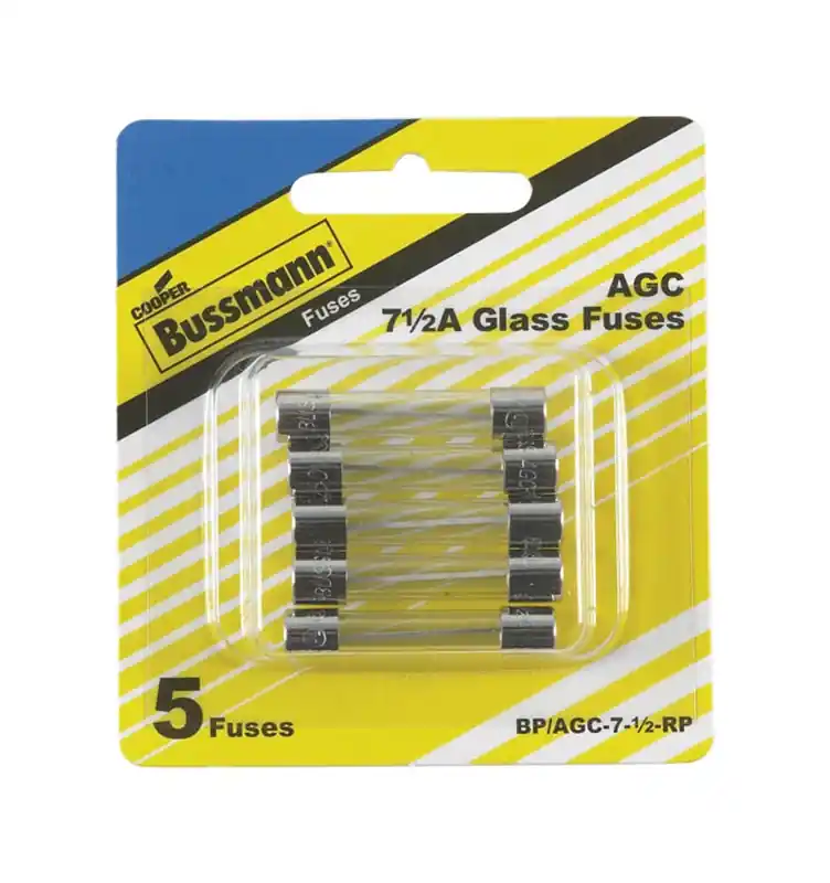 Bussmann 7.5 Amps AGC Clear Glass Tube Fuse 5 Pk