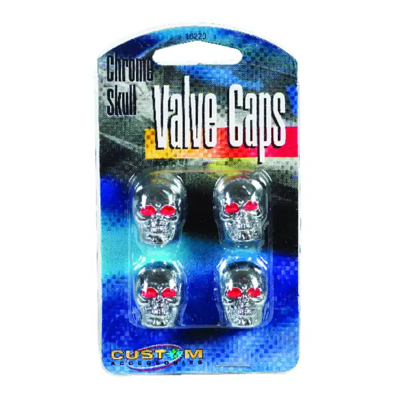 Custom Accessories Chrome Tire Valve Cap 4 Pk