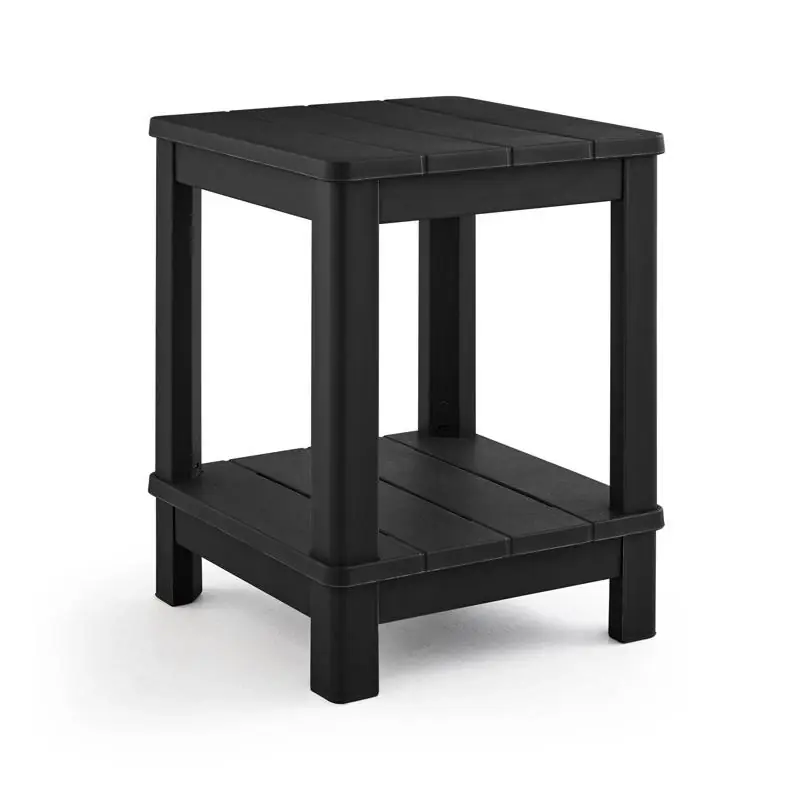 Deluxe Patio Side Table, 2 Levels, Black