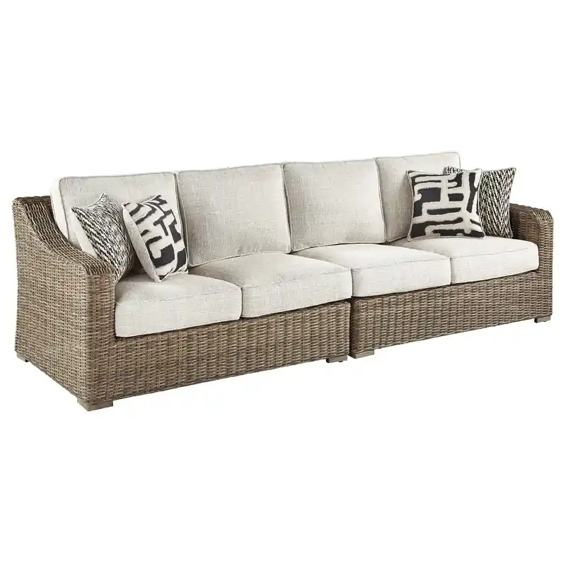 Signature Design By Ashley Beachcroft Brown Aluminum Relaxer Loveseat With Nuvella Cushions