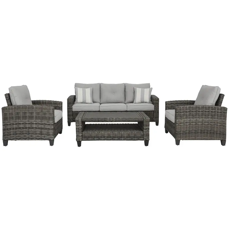 Cloverbrooke 4 Piece Gray Aluminum Wicker Conversation Set