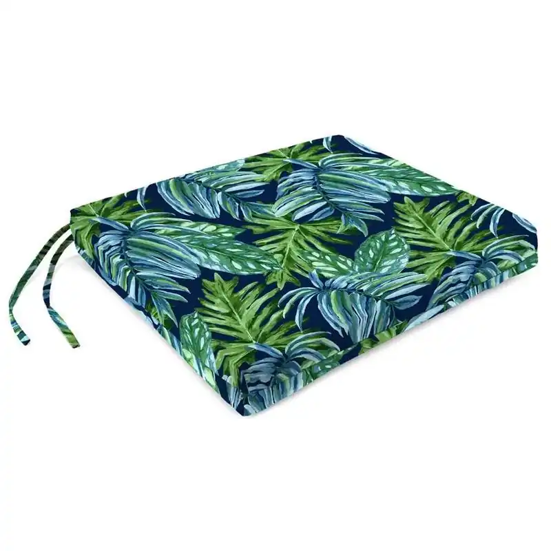Jordan Manufacturing Blue/Green Floral Polyester Seat Pad 17 In. W X 19 In. L