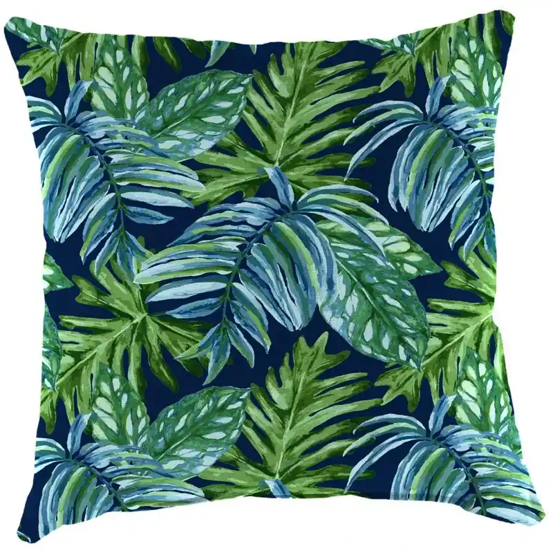 Jordan Manufacturing Blue/green Floral Polyester Throw Pillow 18x18x4 Inches