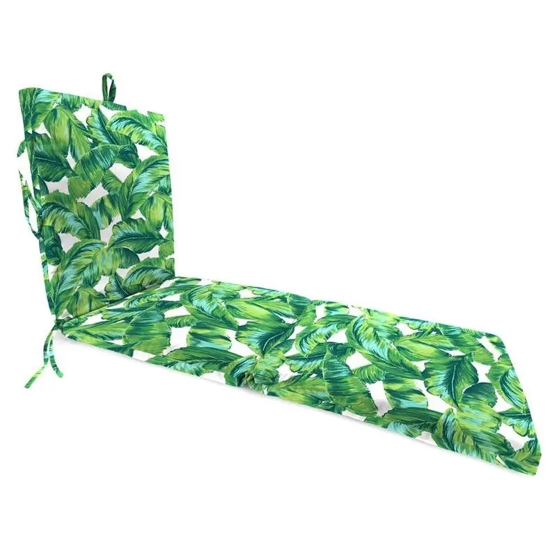 Jordan Manufacturing Green & White Palm Fan Outdoor Chaise Lounge Cushion – 26.5" H X 22" W X 72" L, Durable Polyester