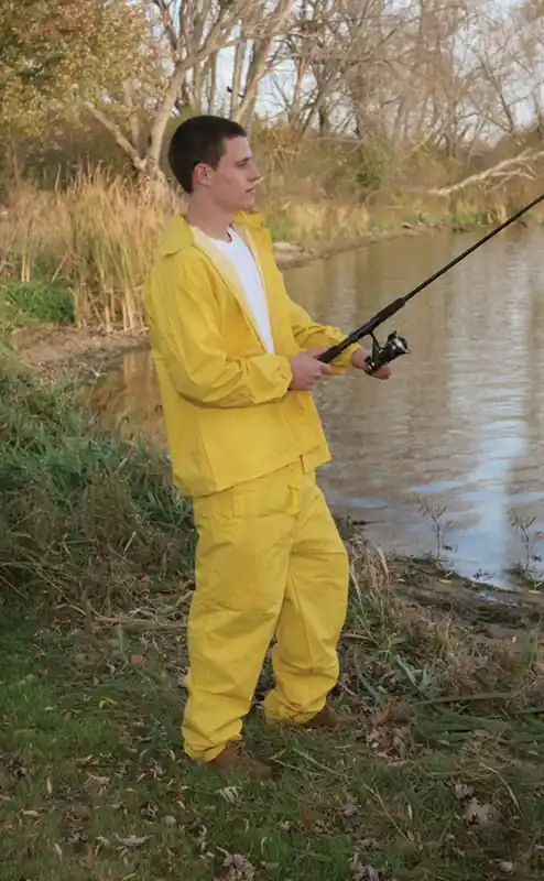 Yellow Pvc-coated Rayon Three Piece Rain Suit Xxx-large