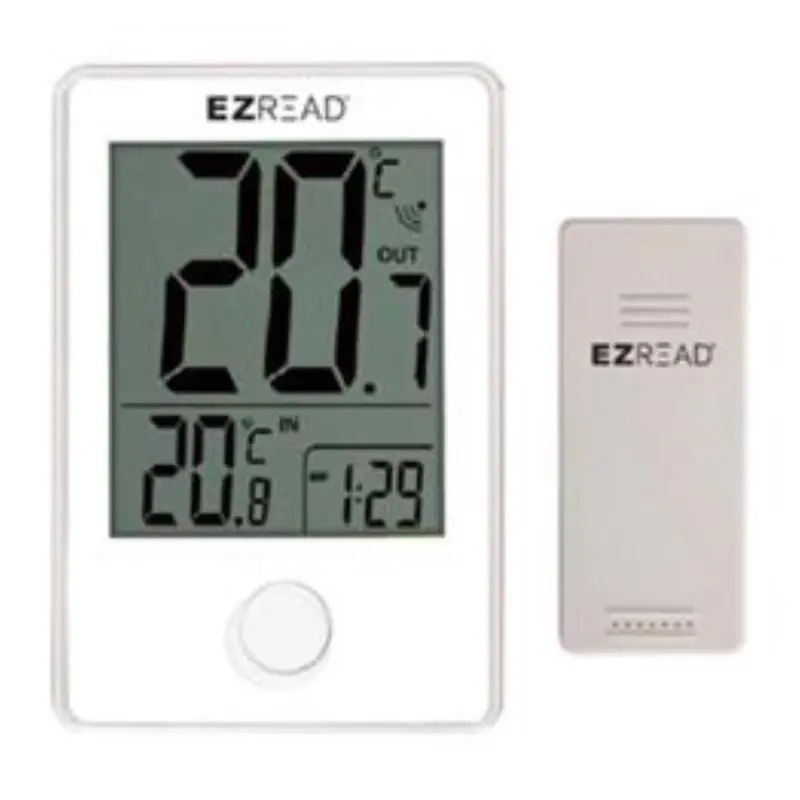 Ezread Digital Clock And Thermometer - Model 840-1501, White Polyresin