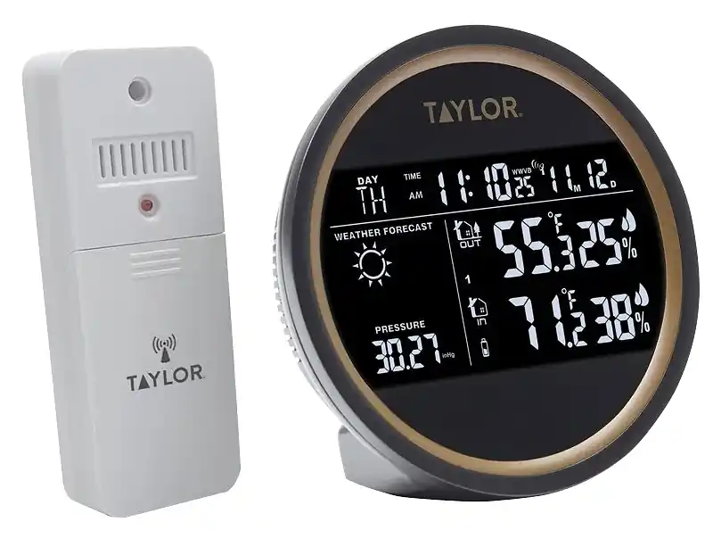 Digital Indoor/Outdoor Weather Forecaster, Round Black Dial