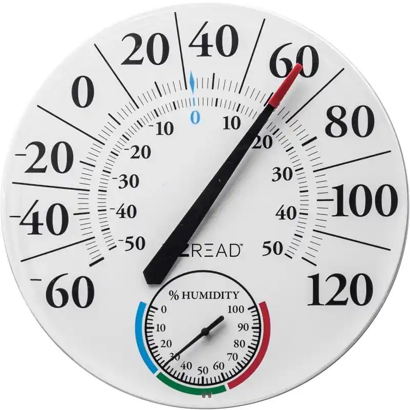 12.5 Inch Dial Thermometer - Plastic, Indoor/outdoor, Wall Mountable
