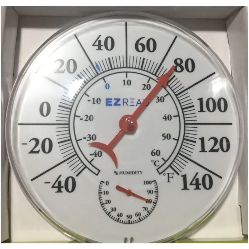 EZRead Hygrometer/Thermometer Plastic White 8 In.