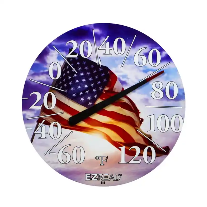 EZRead USA Flag Dial Thermometer Plastic Multicolored 12.5 In.