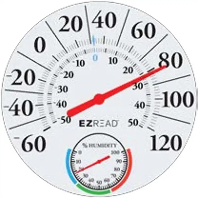 Ez Read Humidity Dial Thermometer Plastic White 12.5 In. With Hygrometer