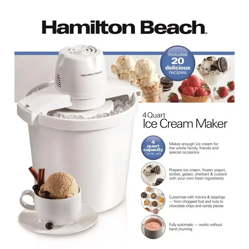 Ice Cream Maker, Fully Automatic, 4 Qt.