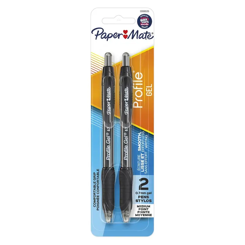 Paper Mate Profile Gel Black Retractable Gel Pen 2 Pk