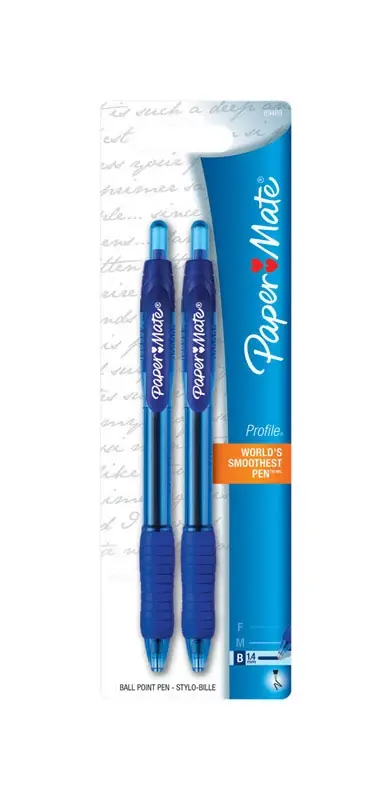 Paper Mate Profile Blue Retractable Ball Point Pen 2 Pk