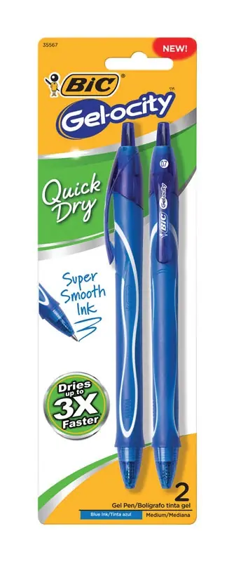 BIC Gel-ocity Blue Retractable Gel Pen 2 Pk