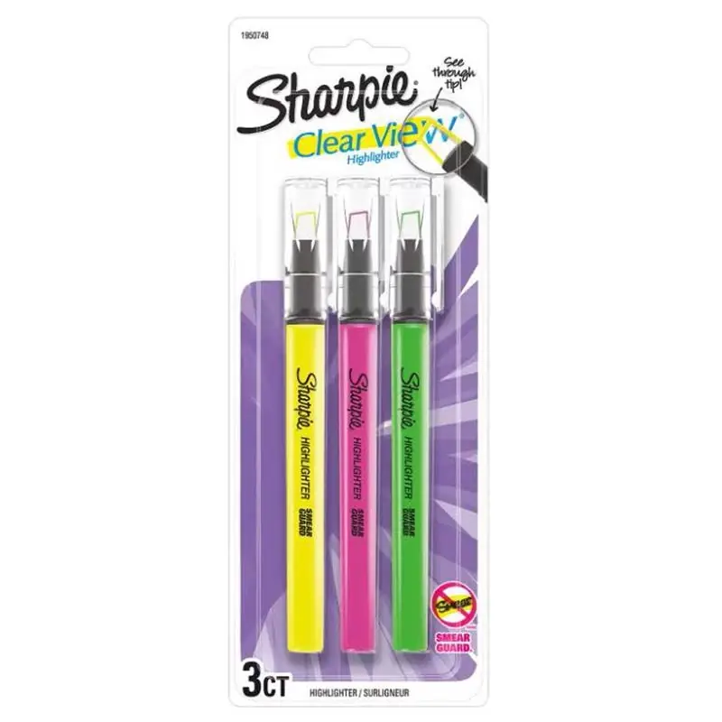 Sharpie Clear View Assorted Chisel Tip Highlighter 3 Pk