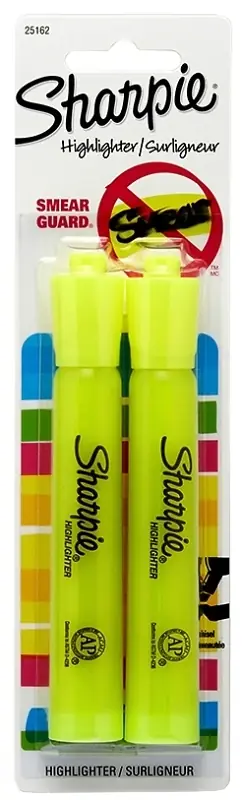 Sharpie Accent Neon Color Yellow Chisel Tip Highlighter 2 Pk