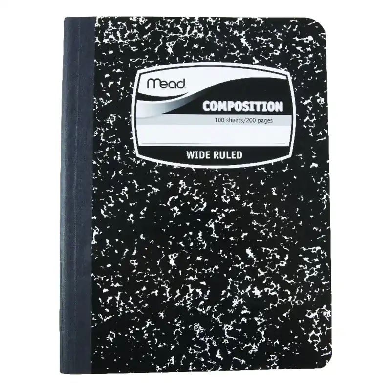 Mead 7-1/2 In. W X 9-3/4 In. L Wide Ruled Stitched Black Composition Book