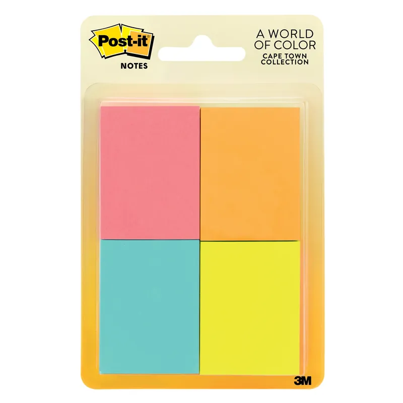 Post-it 1.5 In. W X 2 In. L Assorted Sticky Notes 4 Pad