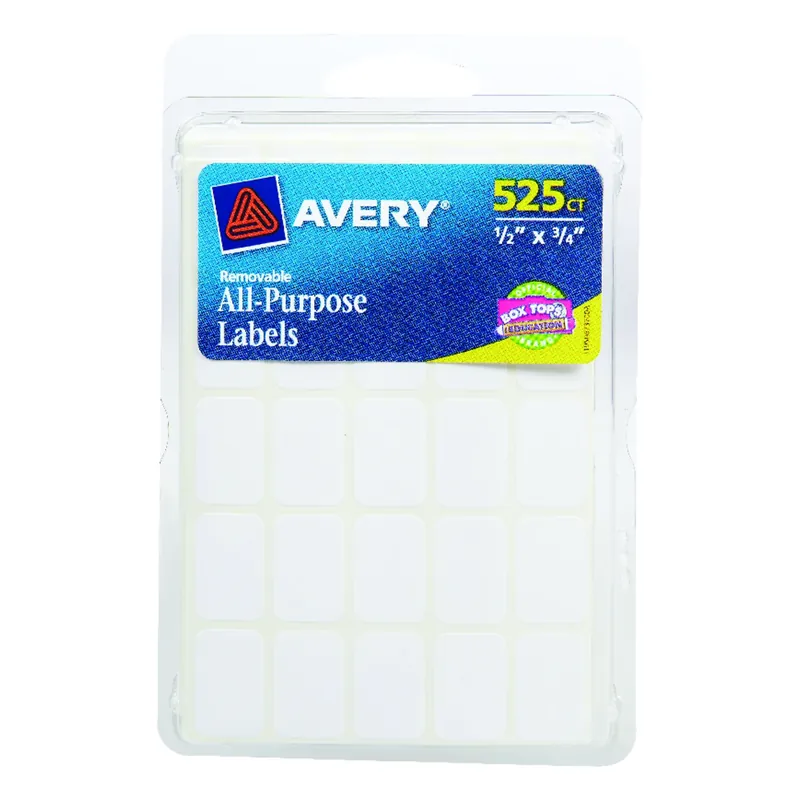 Avery 1/2 In. H X 3/4 In. W Rectangular White Labels 525 Pk