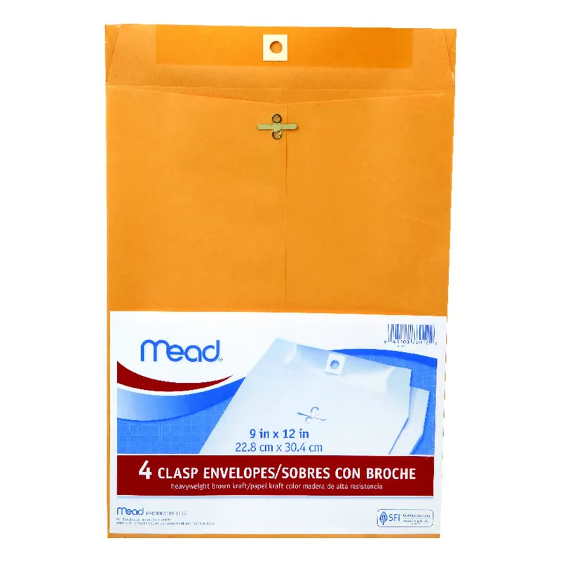 Mead 9 In. W X 12 In. L Other Brown Envelopes 4 Pk