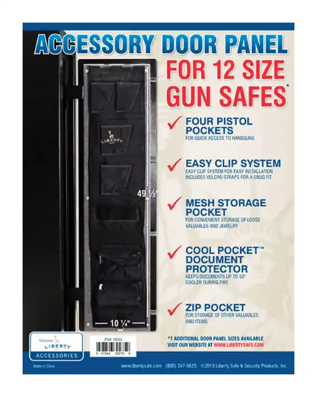 Gun Safe Accessory Door Panel, Model 12, 10 X 40-In.