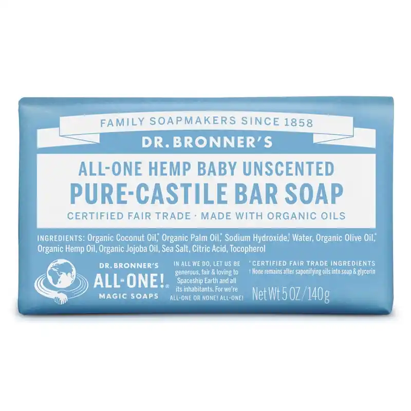 Dr. Bronner‘s Organic Unscented Scent Pure-Castile Baby Bar Soap 5 Oz