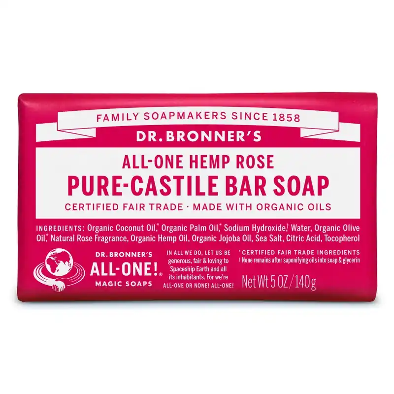Dr. Bronner‘s Organic Rose Scent Pure-Castile Bar Soap 5 Oz