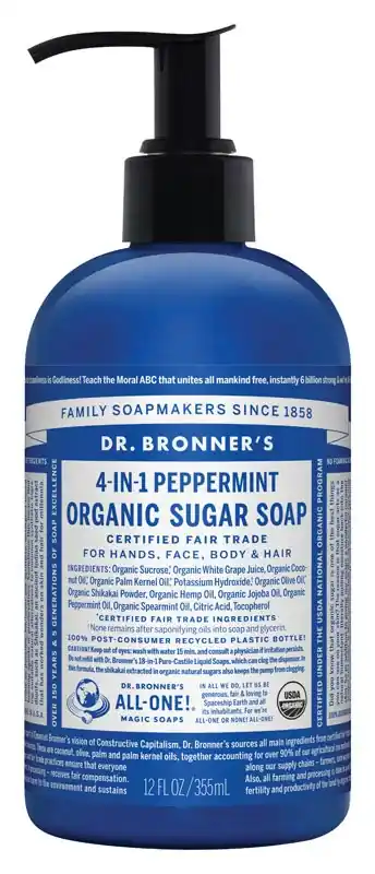 Dr. Bronner‘s Organic Peppermint Scent Sugar Scrub 12 Oz