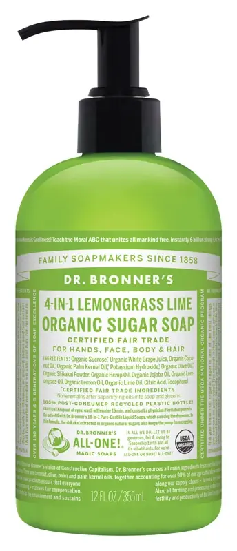 Dr. Bronner‘s Organic Lemongrass Lime Scent Sugar Scrub 12 Oz