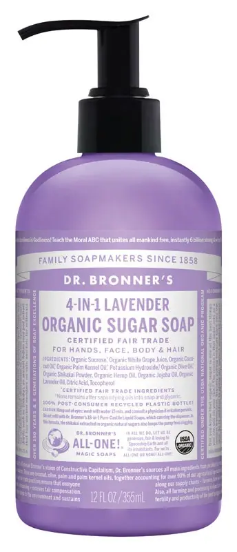 Organic Sugar Soap, 4-In-1, Lavender, 12 Oz.