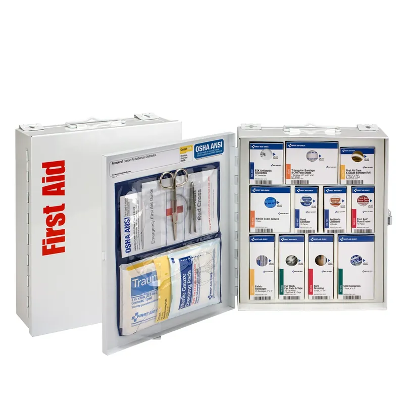 25 Person First Aid Kit - Osha Certified, Metal Cabinet, Comprehensive Supplies
